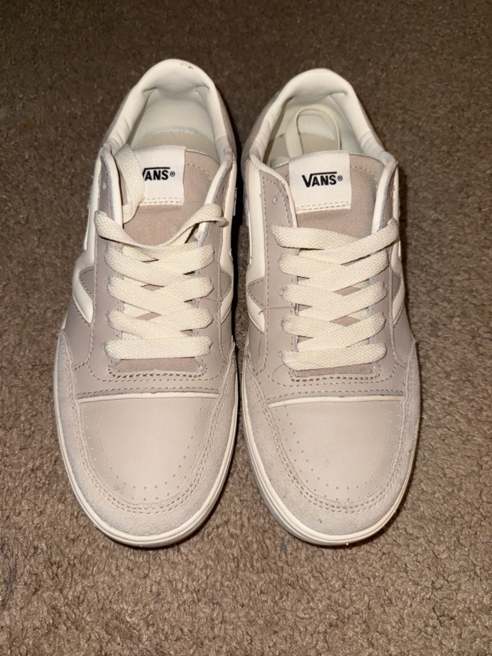 Vans Men’s Low-Top Sneakers in Beige and White
